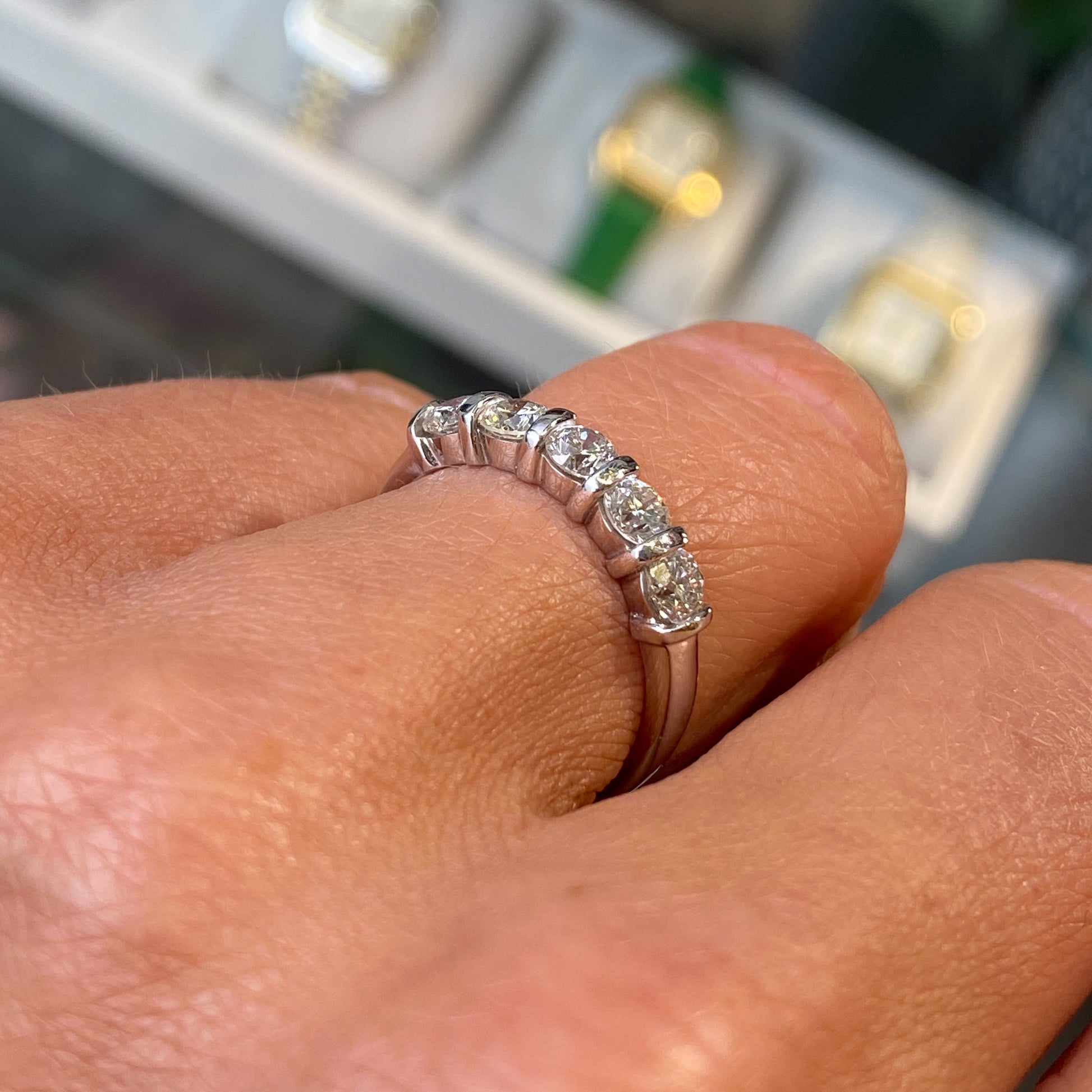 18ct White Gold Bar Set Five Stone Diamond Eternity Ring | 1.04ct - John Ross Jewellers
