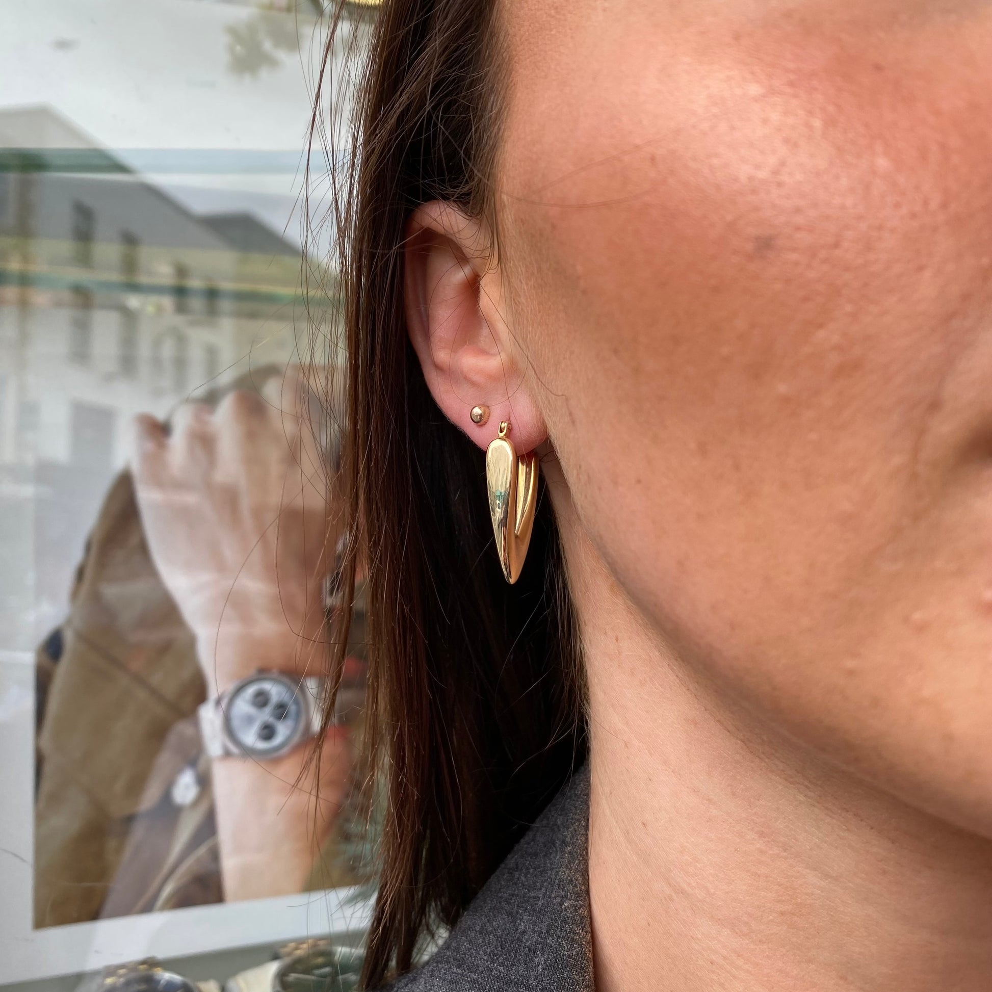 9ct Gold Chunky V Hoop Earrings - John Ross Jewellers