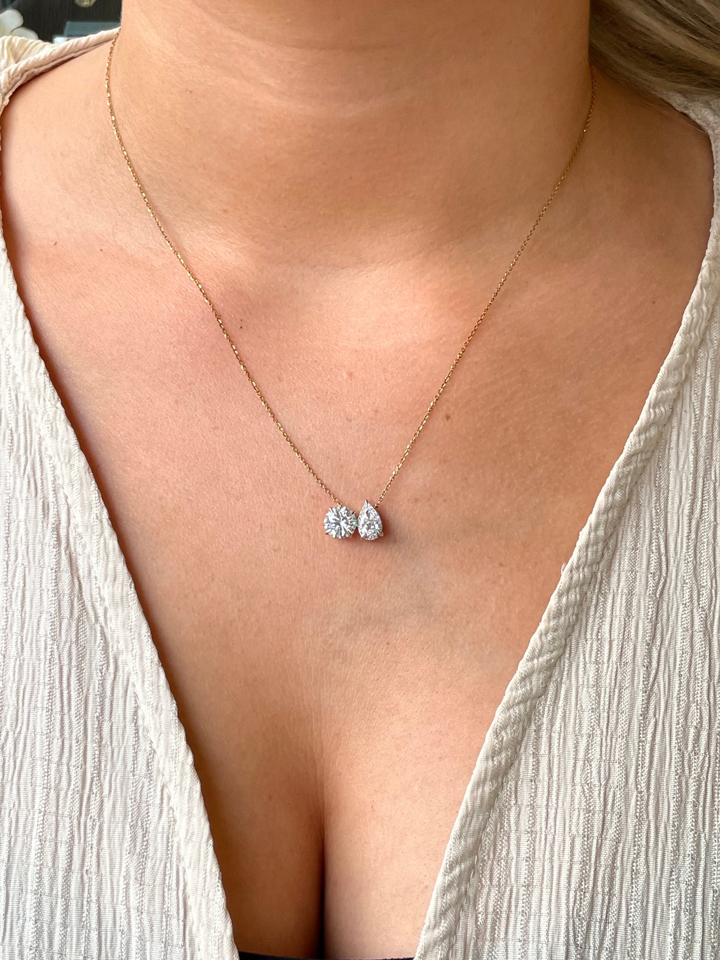 9ct Gold Lab Moi et Toi Necklace | 2.49ct