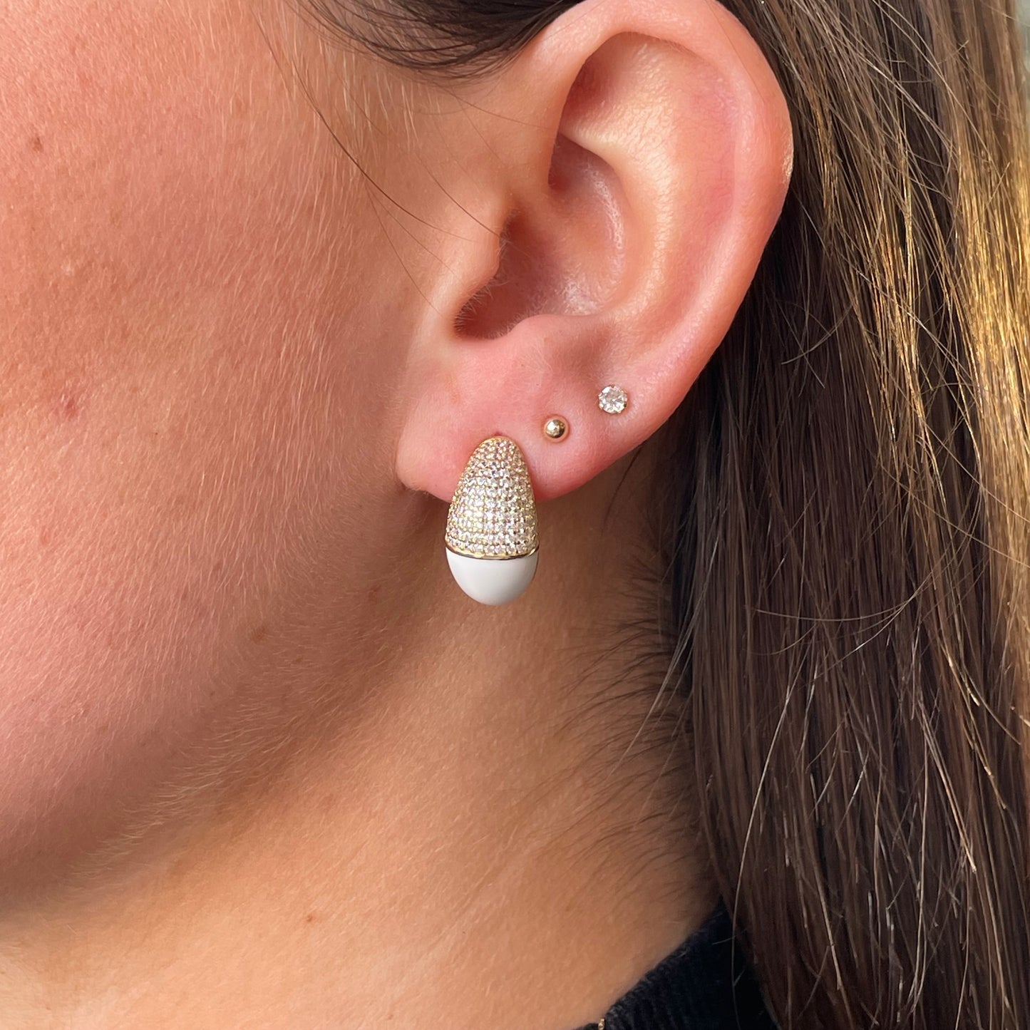 Sunshine Enamel & CZ J Hoop Earrings - John Ross Jewellers