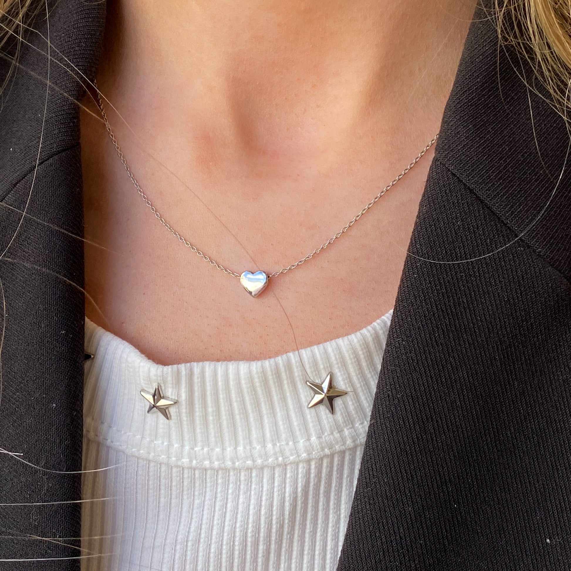 9ct White Gold Heart Slider Necklace | 43cm - John Ross Jewellers