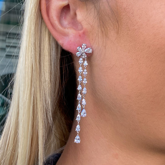 Silver Ophelia CZ Drop Earrings - John Ross Jewellers