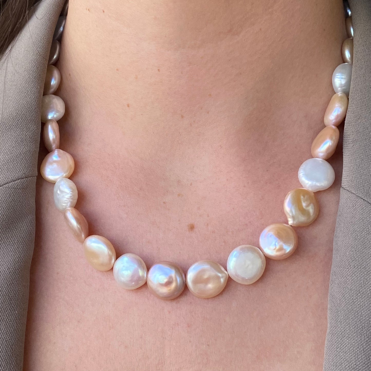 Peaches & Cream Cultured Freshwater Pearl Necklace