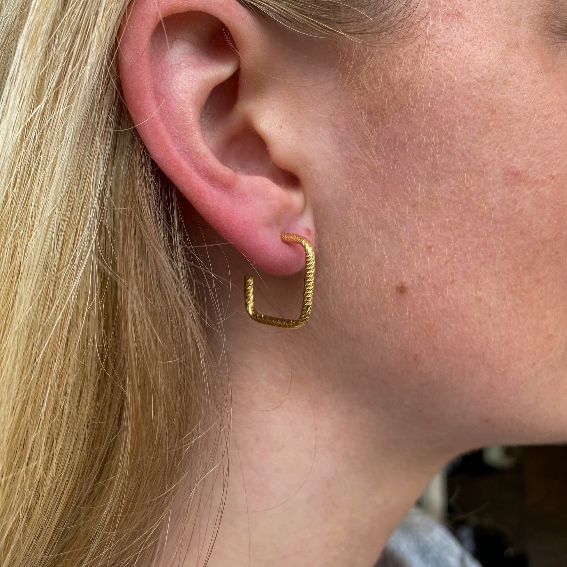 Sunshine Glittery Square Hoop Earrings - John Ross Jewellers