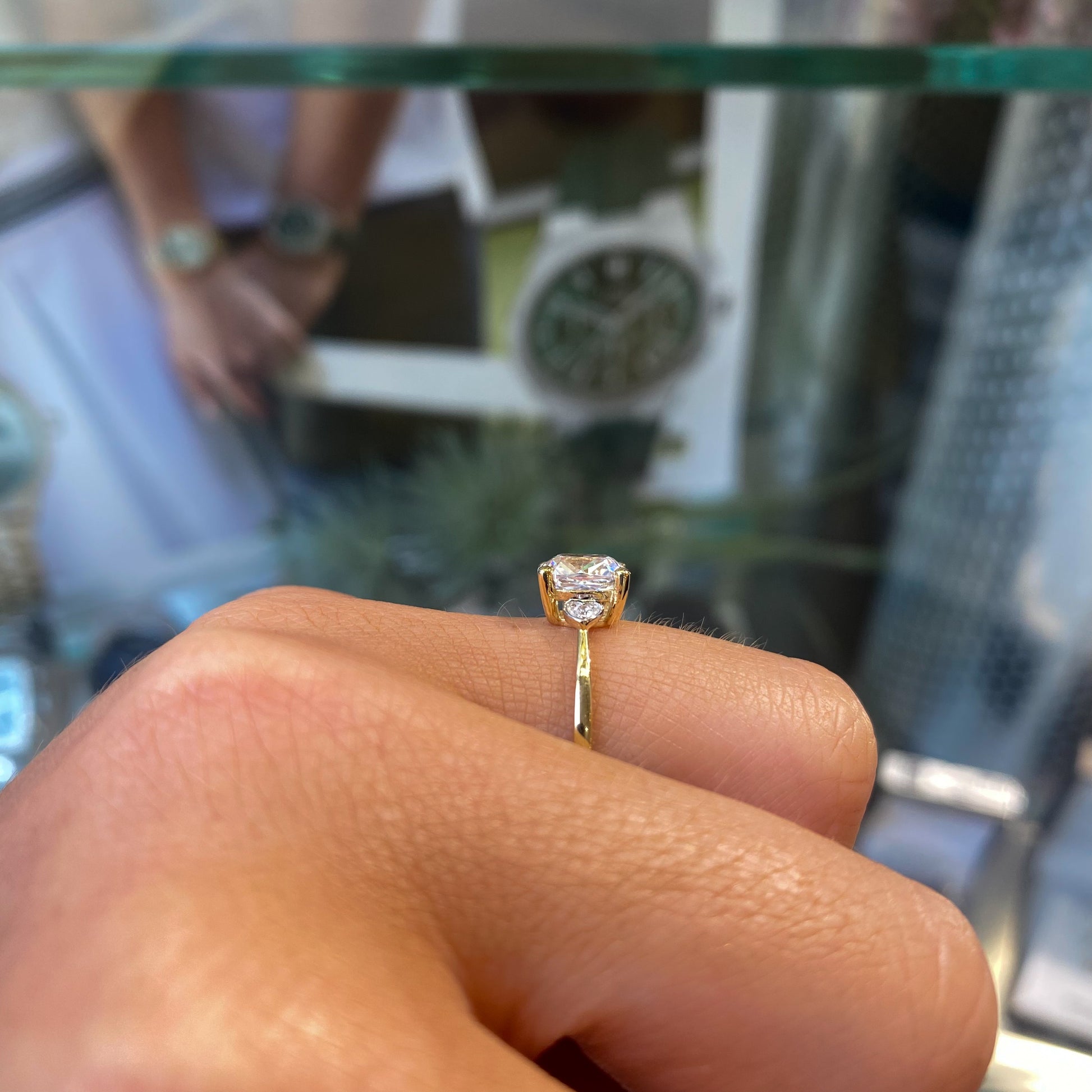 9ct Gold Cushion CZ Ring - John Ross Jewellers