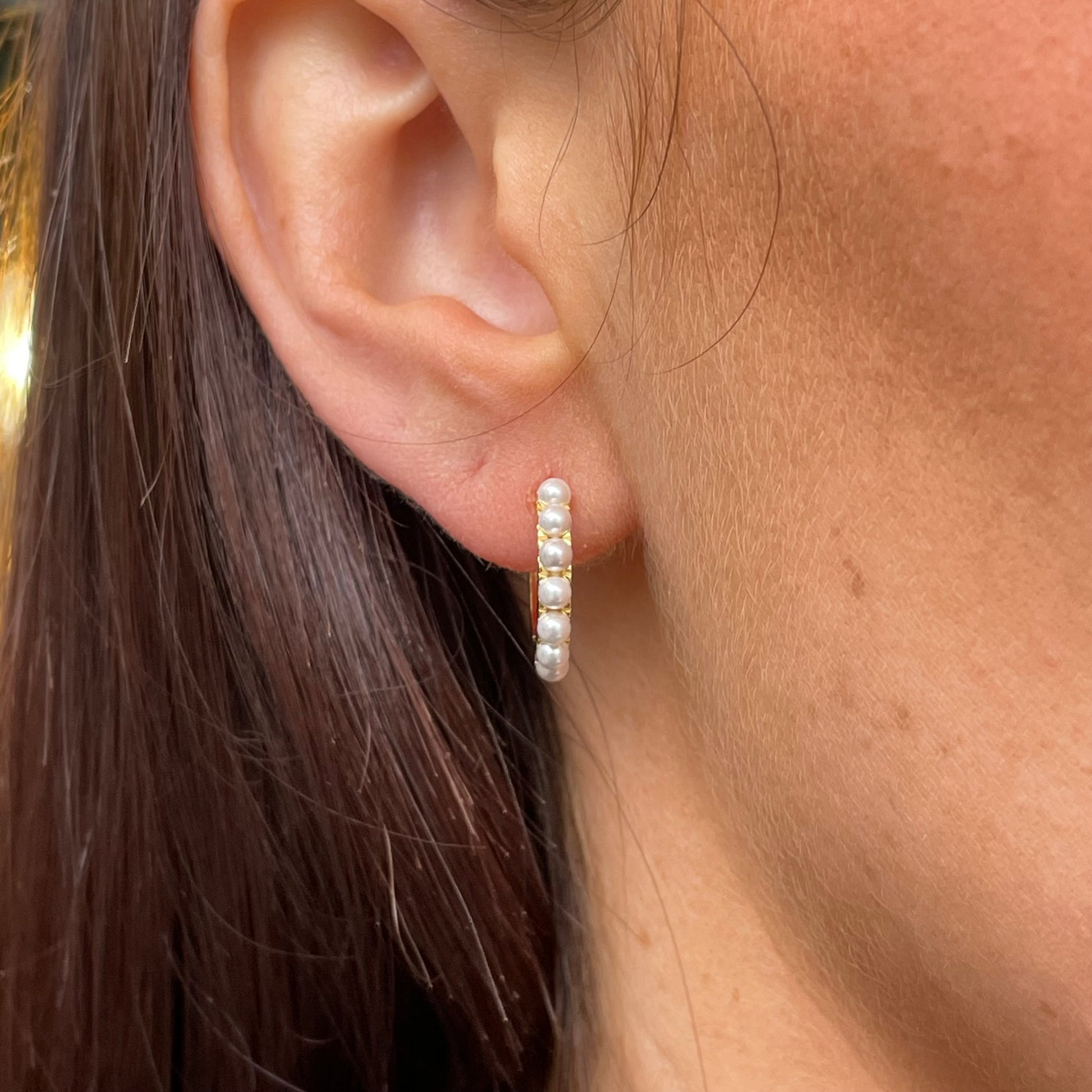 Sunshine Pearl Huggie Hoop Earrings - John Ross Jewellers
