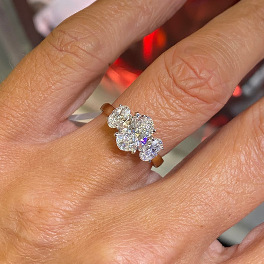 18ct Gold Oval Trilogy Engagement Ring | Lab Certificated 2.33ct