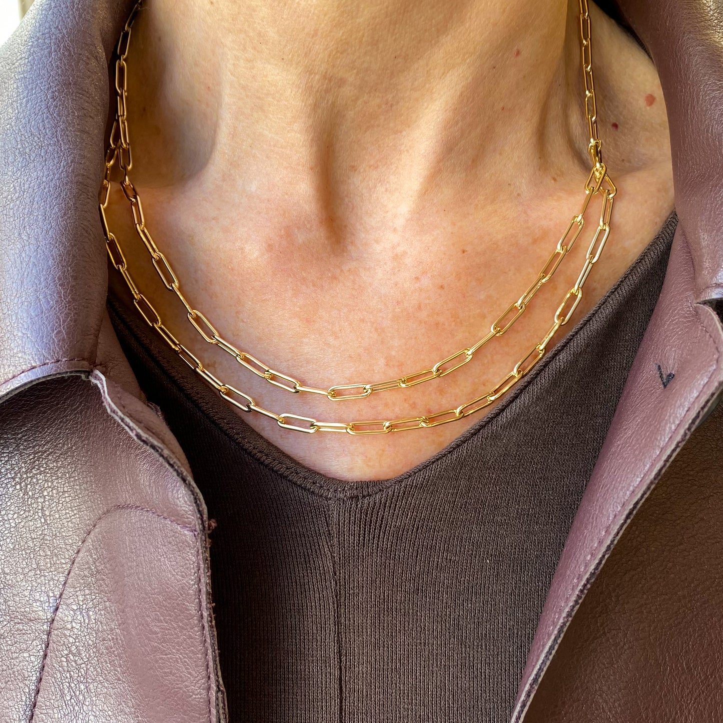 9ct Gold Paper Link Double Necklace - John Ross Jewellers