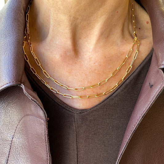 9ct Gold Paper Link Double Necklace - John Ross Jewellers