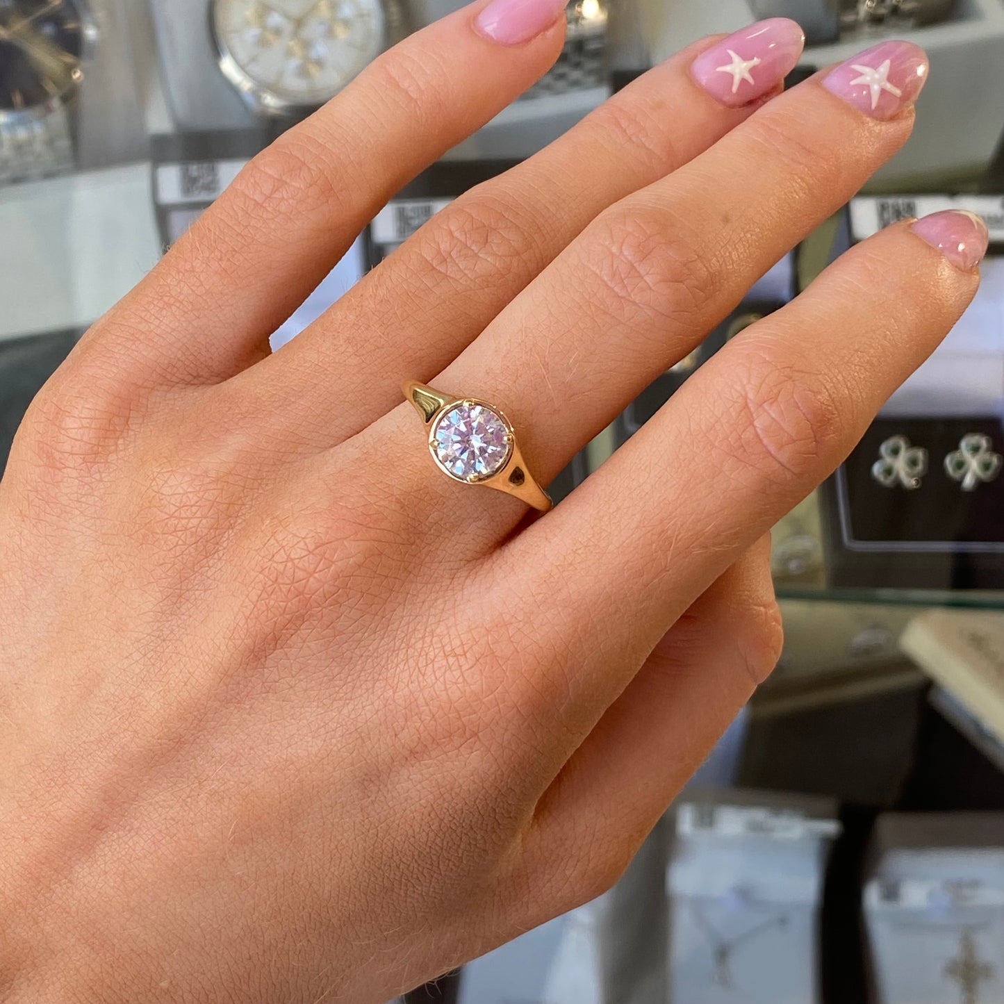 Sunshine 7mm CZ Signet Ring - John Ross Jewellers