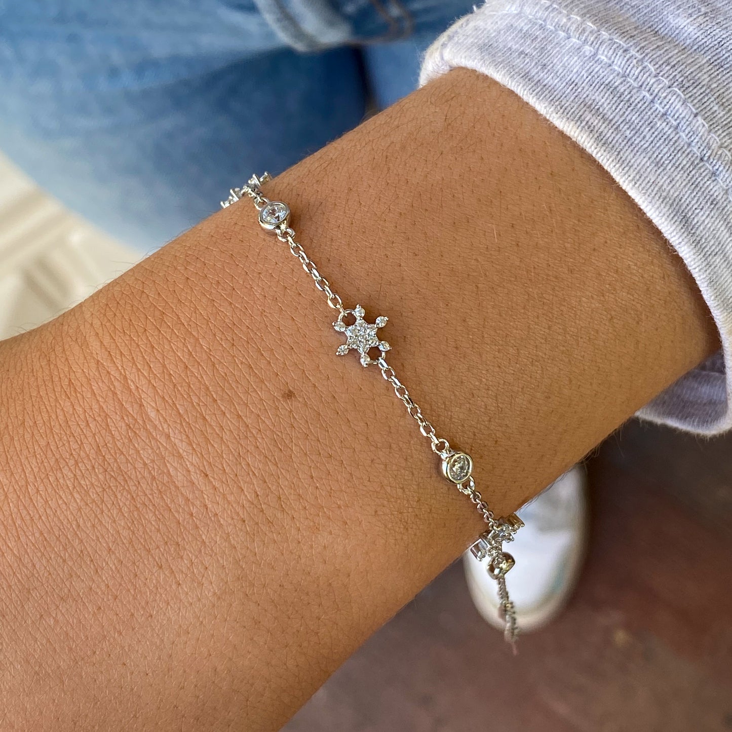 Silver CZ Bracelet | Snowflakes
