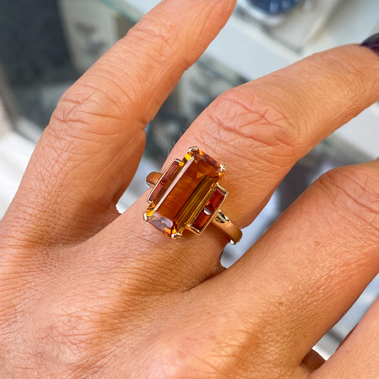 9ct Gold Citrine & Orange Sapphire Ring