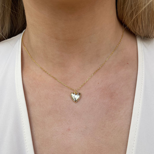 Sunshine CZ Dotted Heart Necklace | 40+5cm - John Ross Jewellers