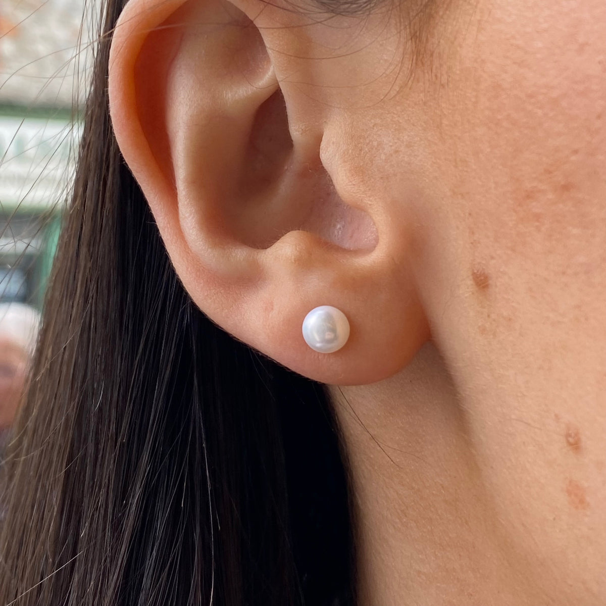 Silver Freshwater Pearl Stud Earrings | 6mm