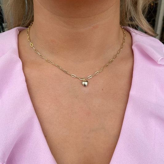 Sunshine Puffed Heart Paperlink Necklace