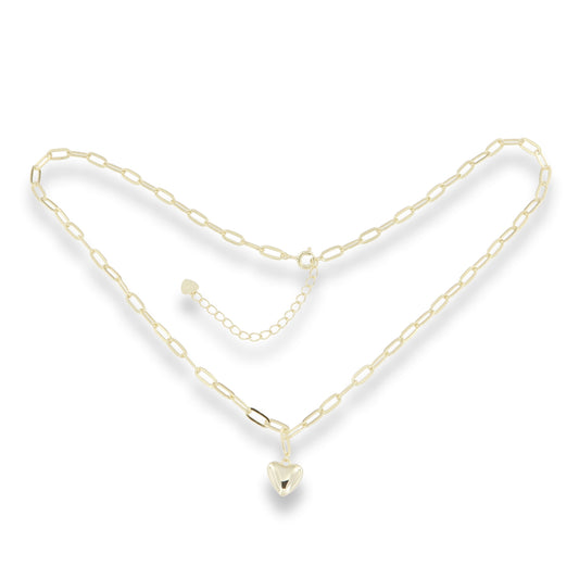 Sunshine Puffed Heart Paperlink Necklace - John Ross Jewellers
