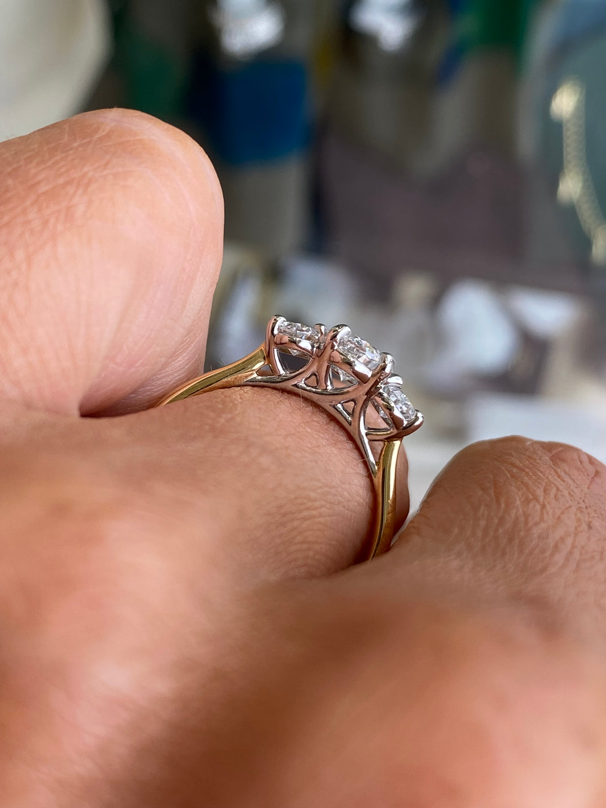 18ct Gold Oval Trilogy Engagement Ring | Certified Lab Grown 1.45ct
