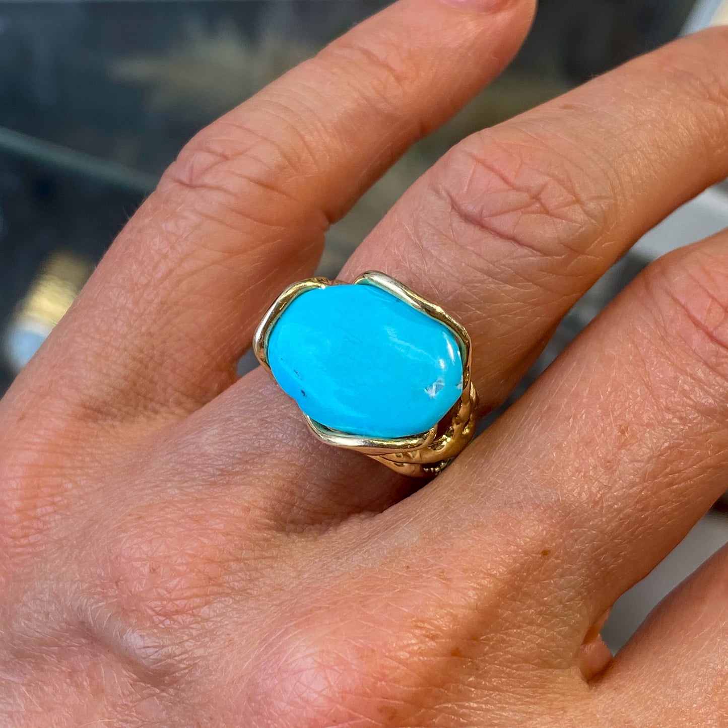Turquoise Ring | Oval Side to Side - John Ross Jewellers