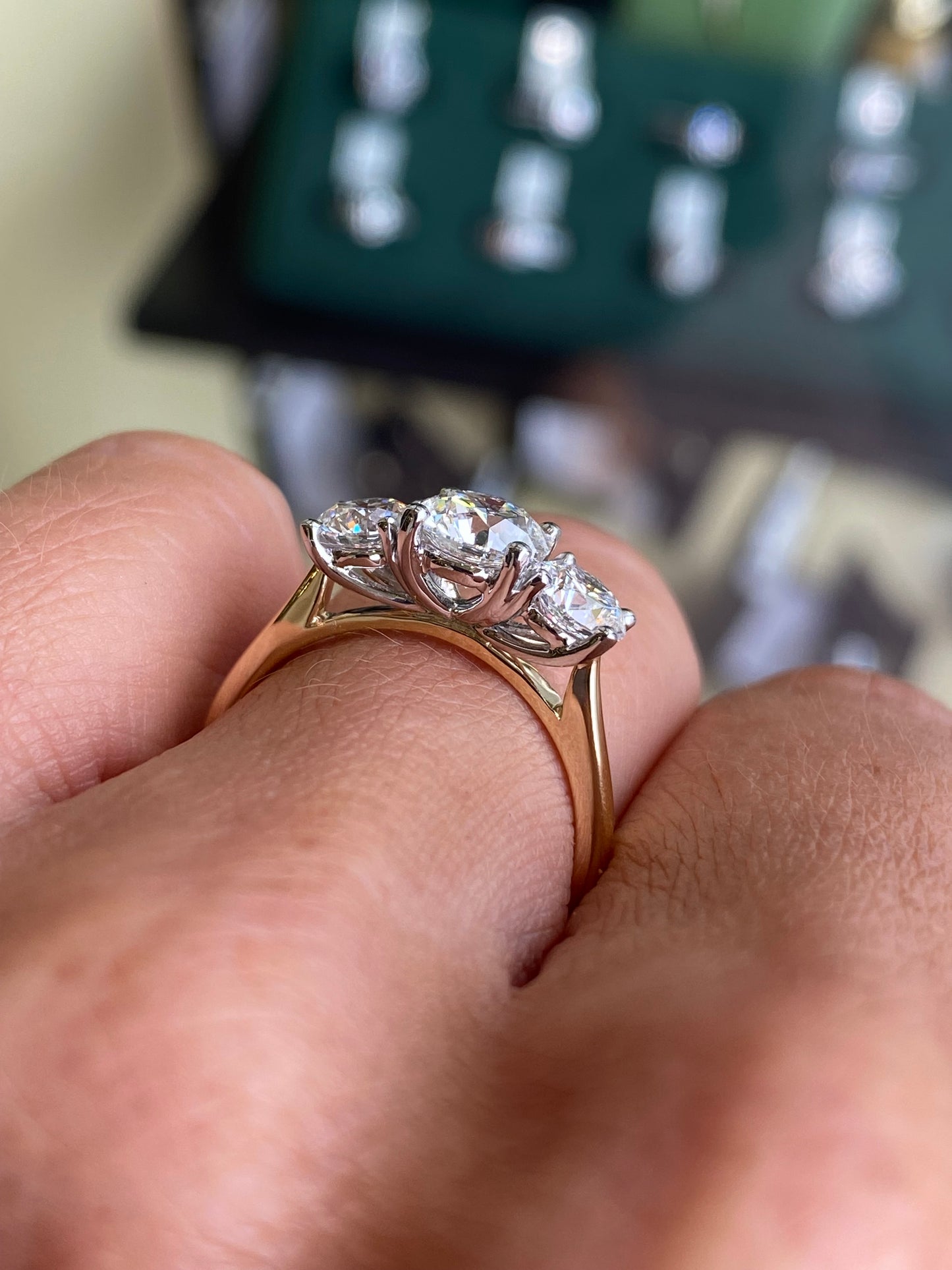 18ct Gold Trilogy Engagement Ring | Certificated Lab 2.02ct