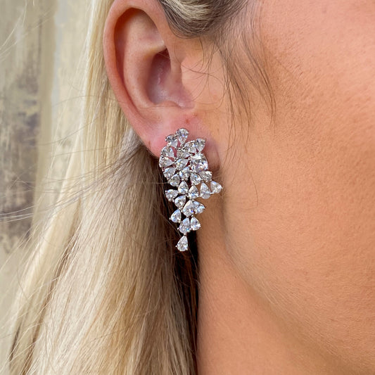 Silver Marilyn CZ Drop Earrings - John Ross Jewellers
