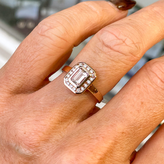 9ct Rose Gold Morganite & Diamond Ring - John Ross Jewellers