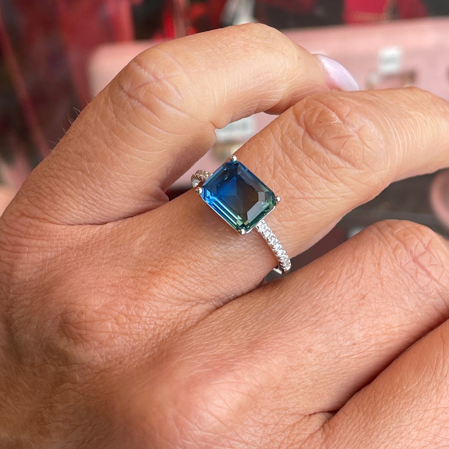 Silver Side to Side Solitaire Ring | Peacock - John Ross Jewellers