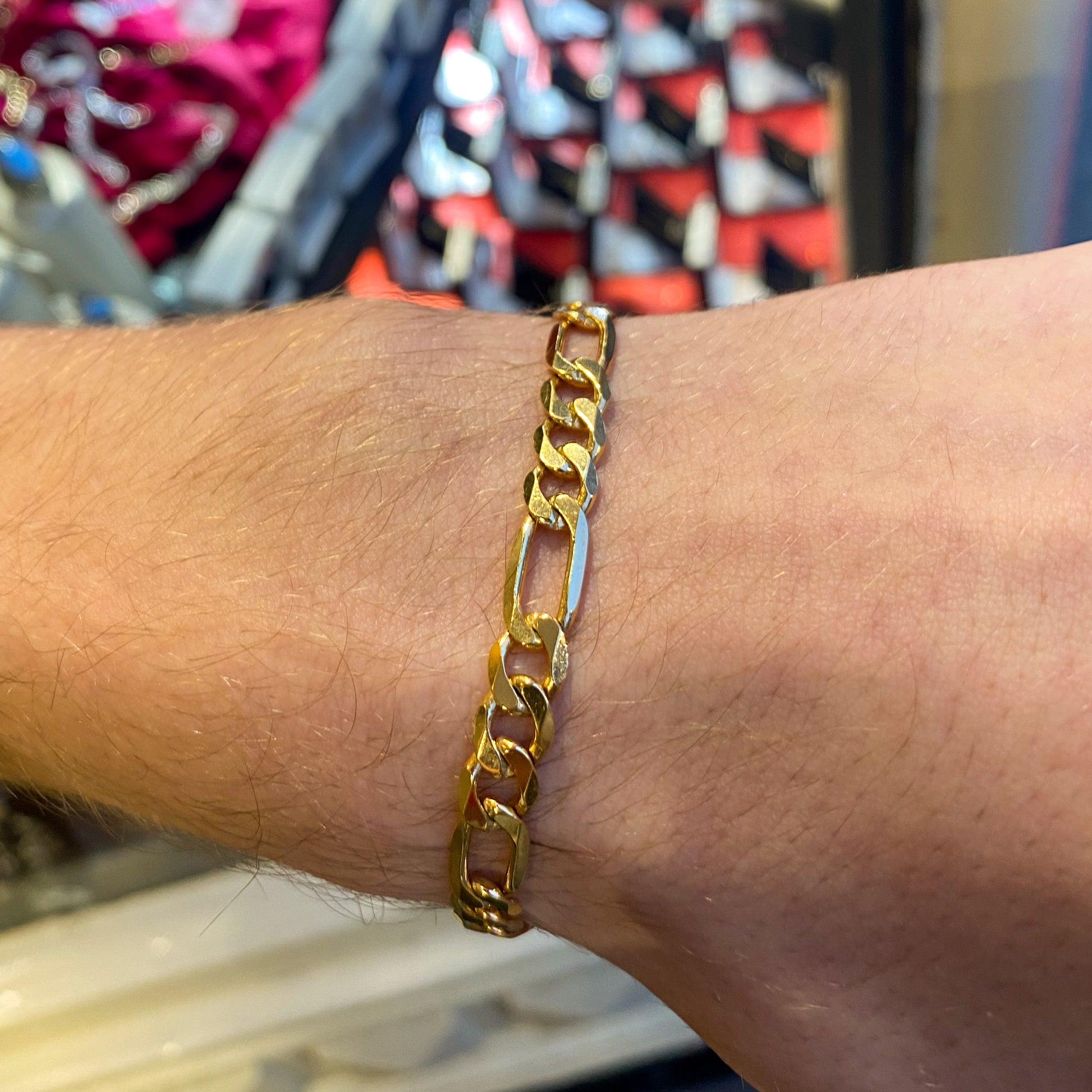 9ct Gold 1+3 Figaro Bracelet - Heavy Look - 7.8" - John Ross Jewellers