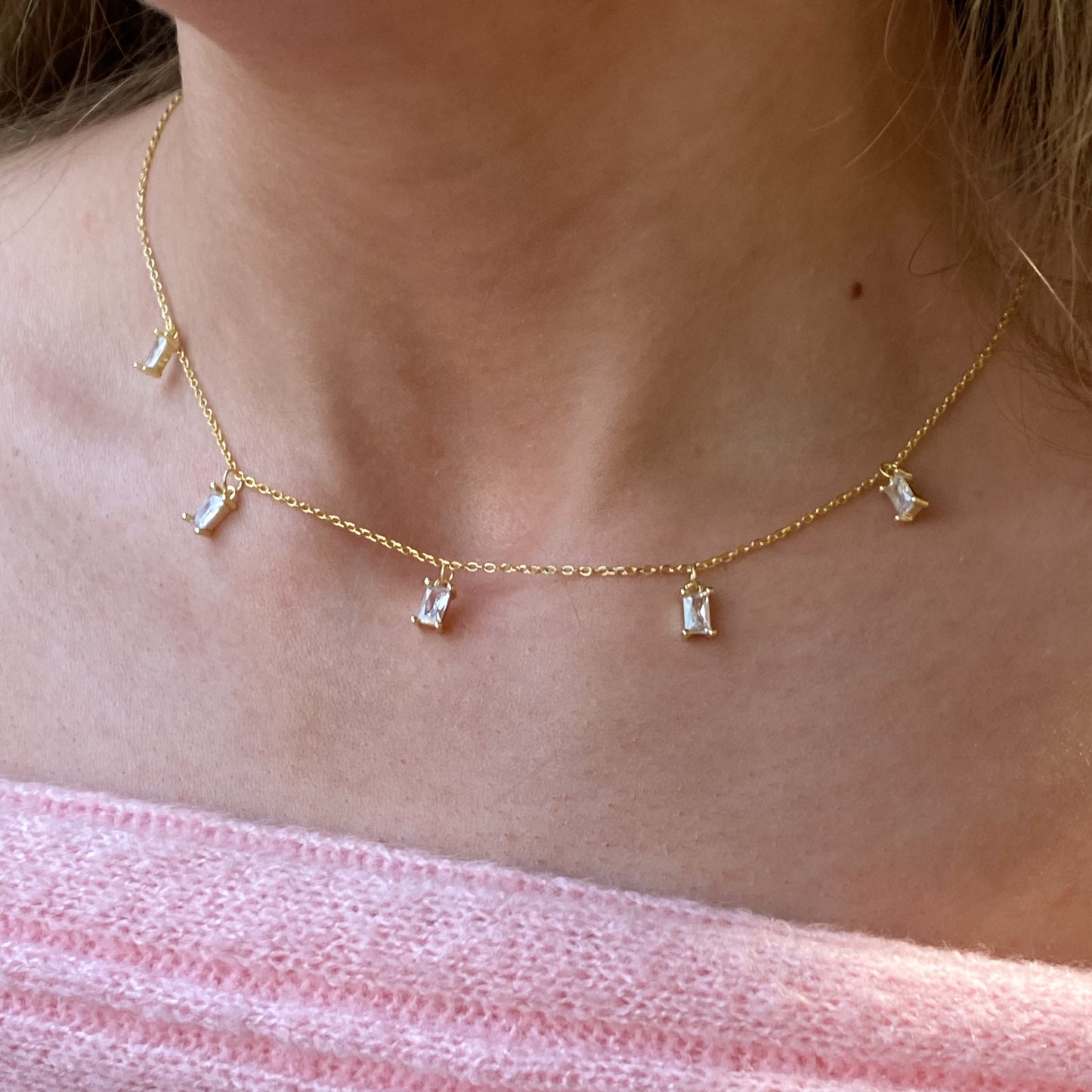 Sunshine Emerald Cut CZ Drops Fringe Necklace - John Ross Jewellers