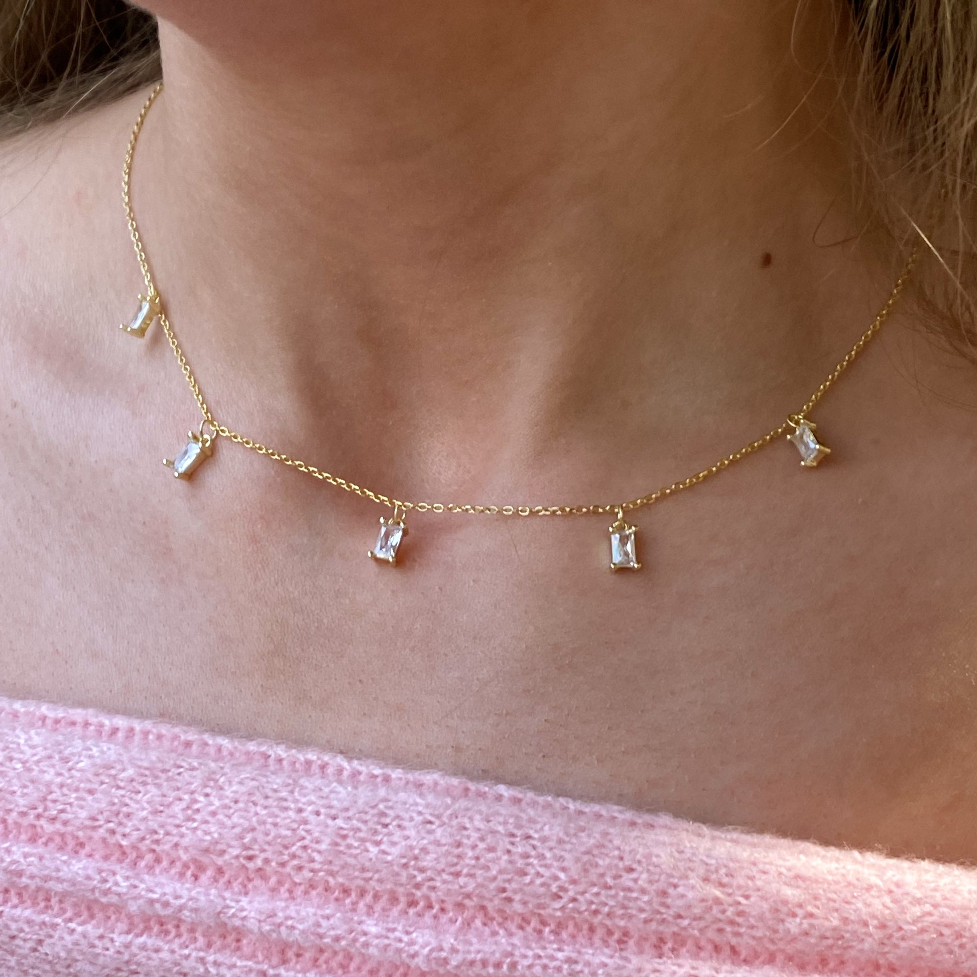 Sunshine Emerald Cut CZ Drops Fringe Necklace - John Ross Jewellers