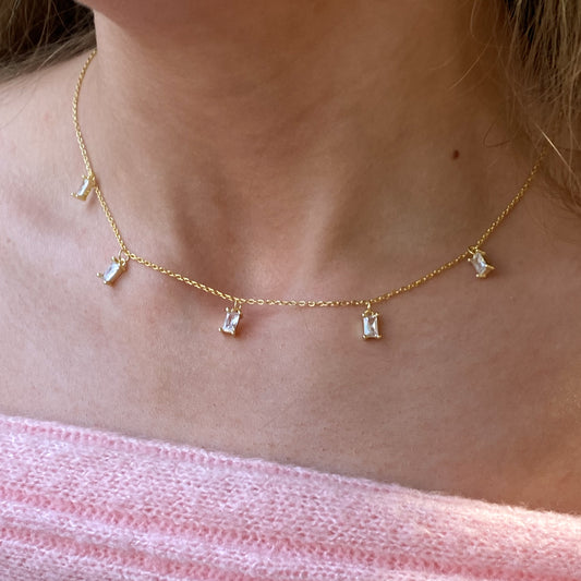 Sunshine Emerald Cut CZ Drops Fringe Necklace - John Ross Jewellers