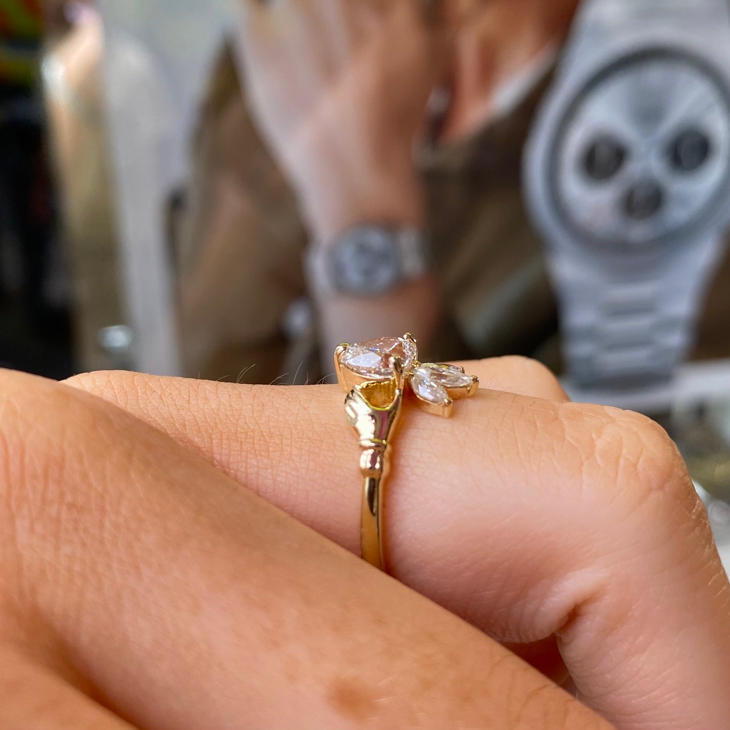 9ct Gold Lab Diamond Set Claddagh Ring - John Ross Jewellers