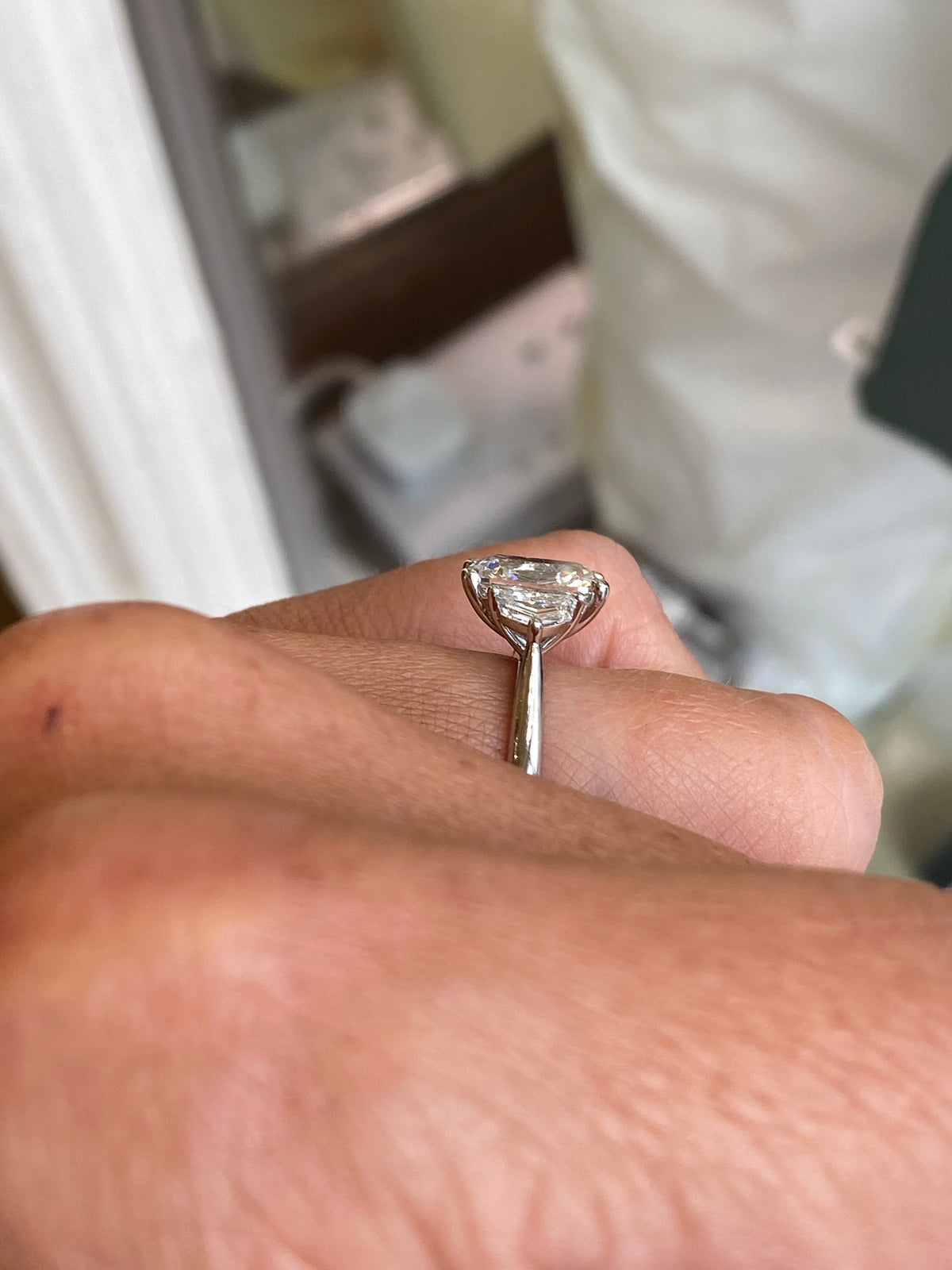 Platinum Old Mine Cushion Engagement Ring | Lab Grown 3.09ct