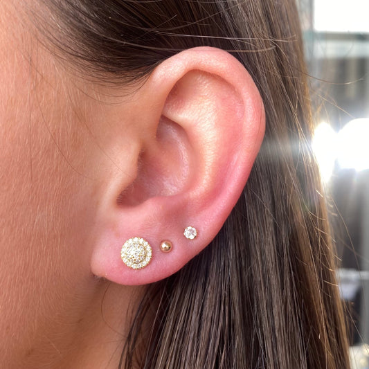 Silver Round CZ Cluster Stud Earrings - John Ross Jewellers