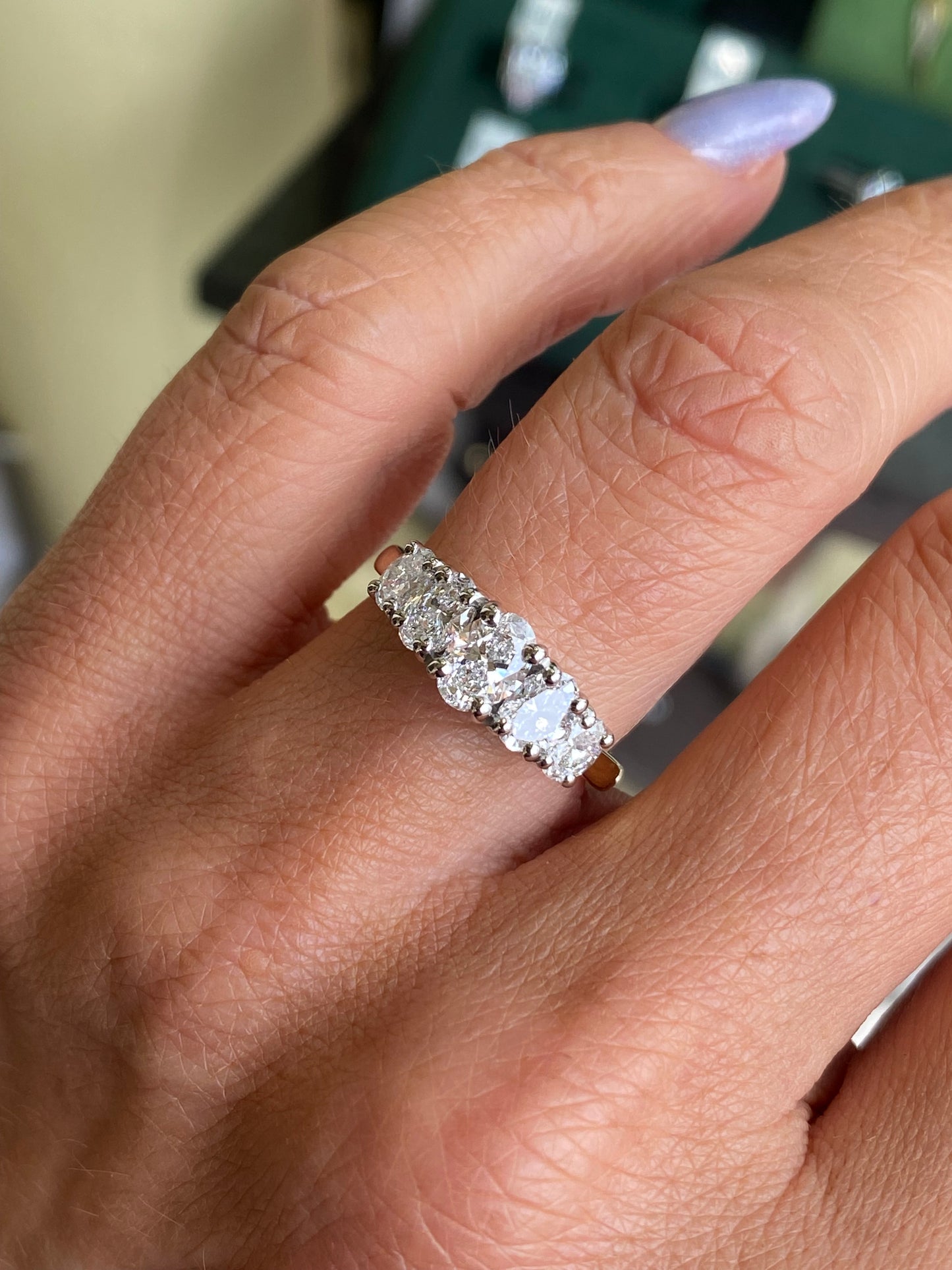 18ct Gold Oval Five Stone Eternity Ring | Certificated Lab 1.50ct