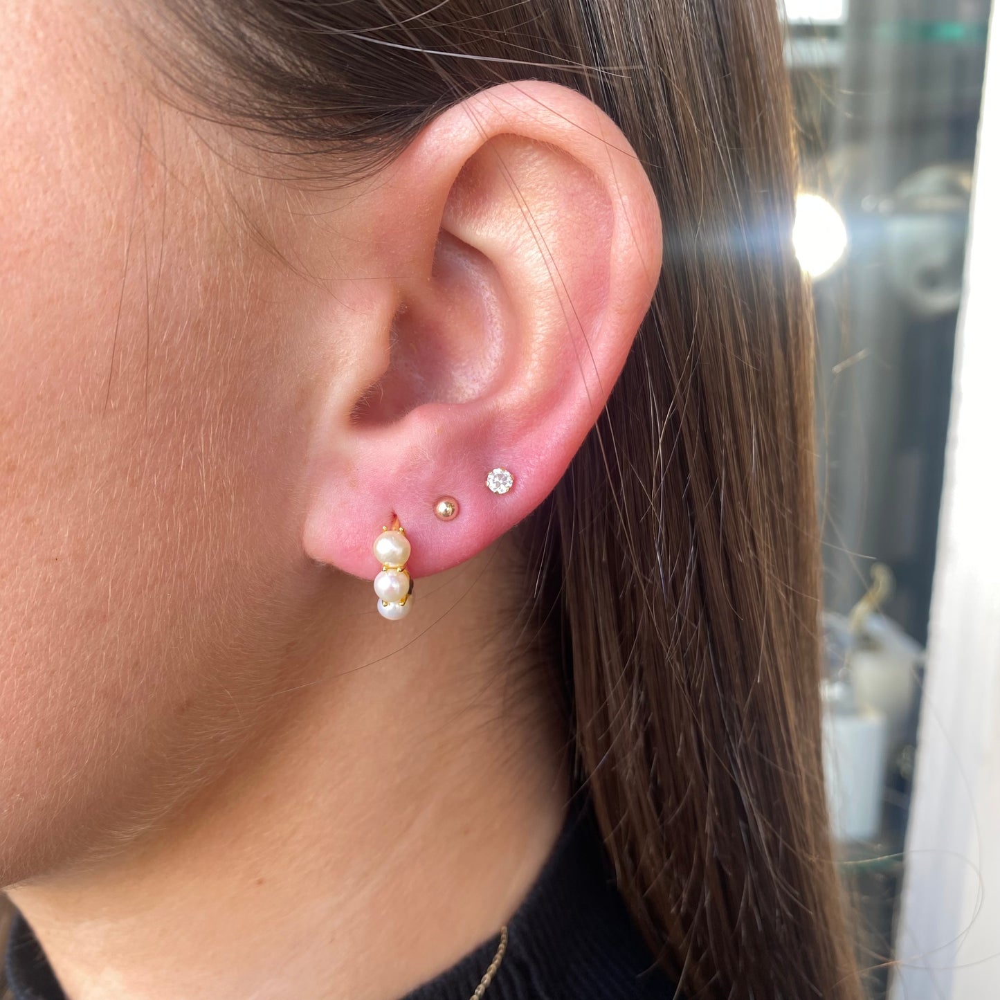 Sunshine 4mm Synthetic Pearl Huggie Hoop Earrings - John Ross Jewellers