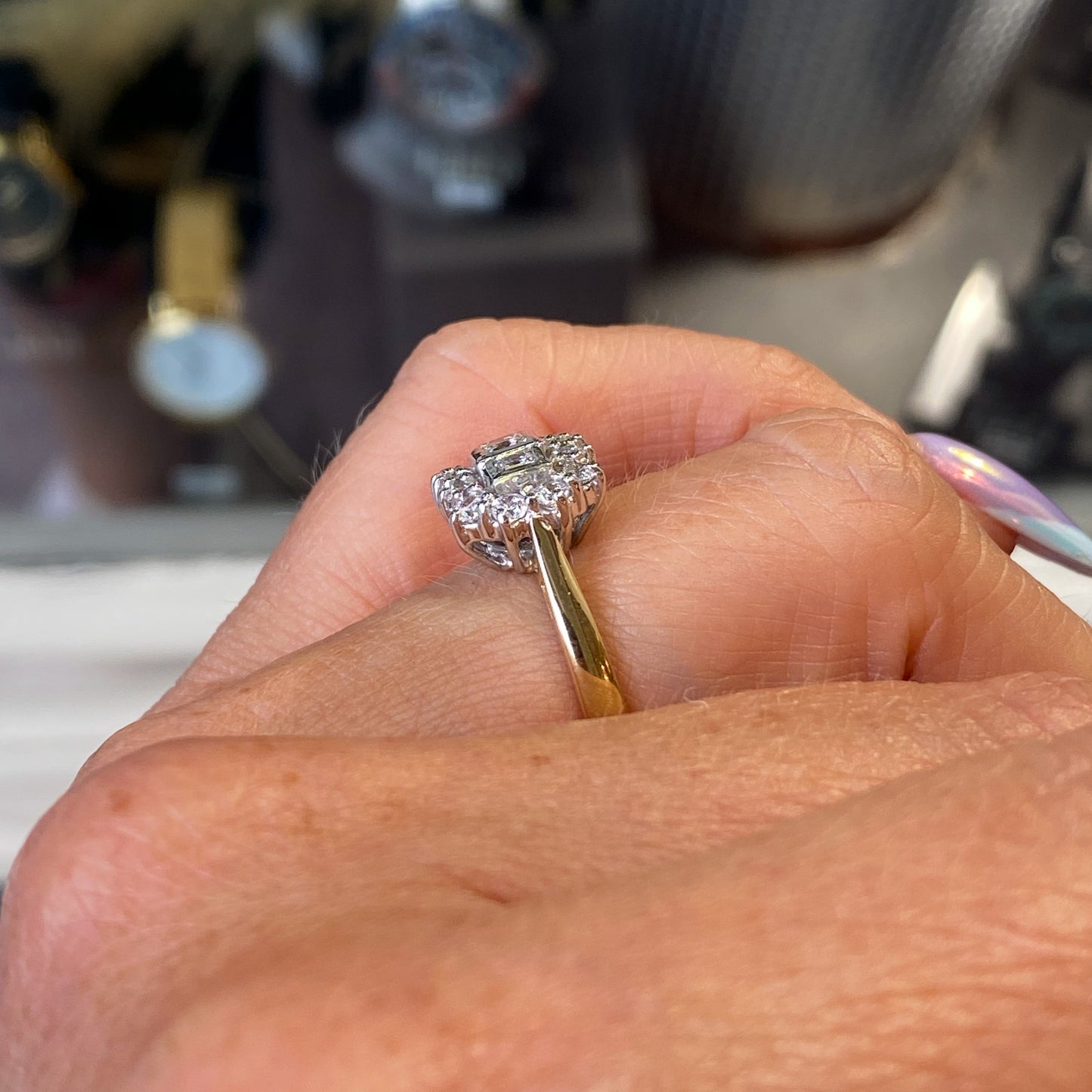 9ct Gold Princess Trilogy CZ Cluster Ring - John Ross Jewellers