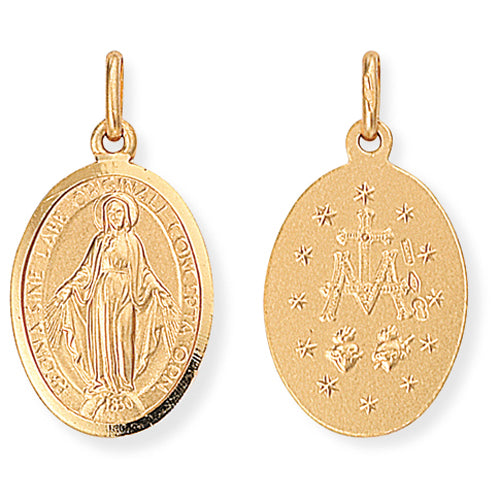 9ct Gold Miraculous Medal & Chain | Medium - John Ross Jewellers