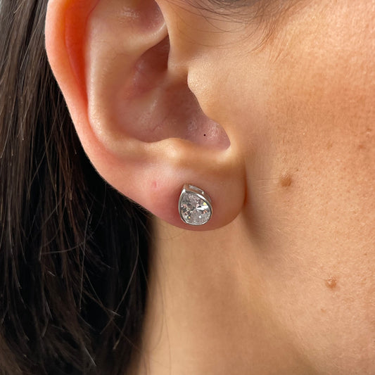 Silver Pear CZ Earring & Necklace Set