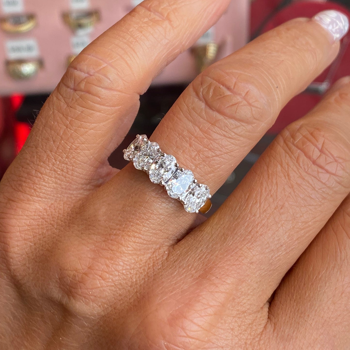 18ct Gold Five Stone Oval Eternity Ring | 2.50ct Lab Grown