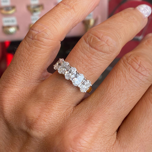 18ct Gold Five Stone Oval Eternity Ring | 2.50ct Lab Grown