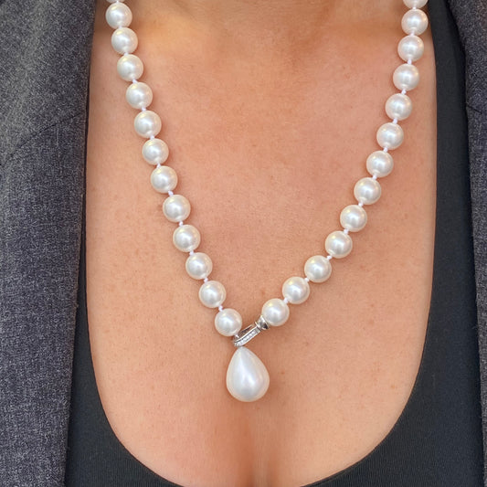 Silver Shell Pearl Lariat Necklace | 60cm - John Ross Jewellers