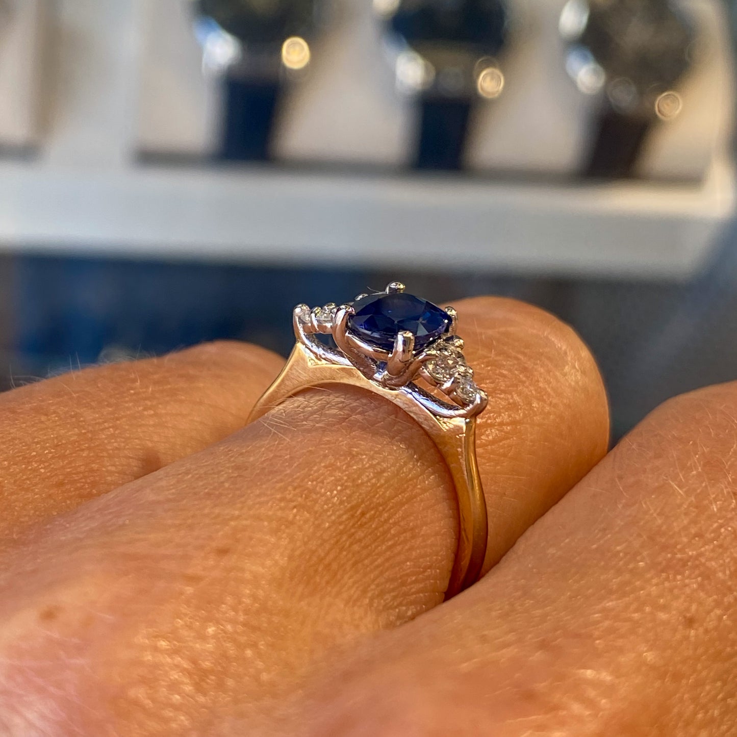 18ct Gold Oval Sapphire & Diamond Engagement Ring | 1.41ct + 0.20ct - John Ross Jewellers