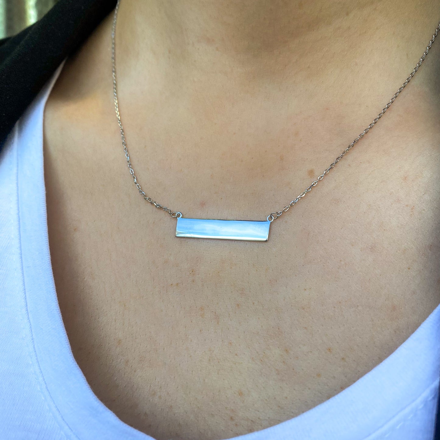 Silver Bar Disc Necklace