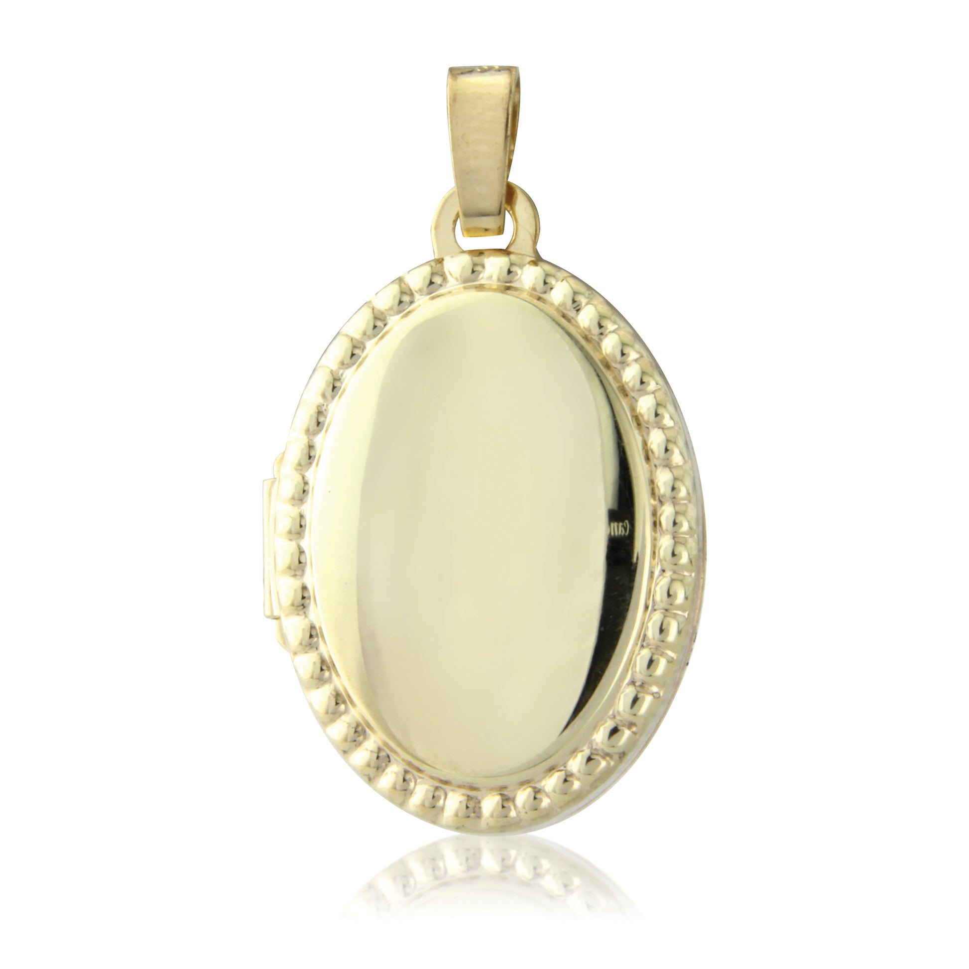 9ct Gold Beaded Oval Locket and Chain | Medium - John Ross Jewellers
