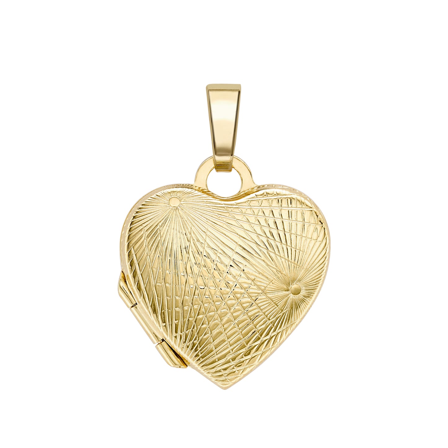 9ct Gold Sunbeam Heart Locket and Chain | Medium - John Ross Jewellers