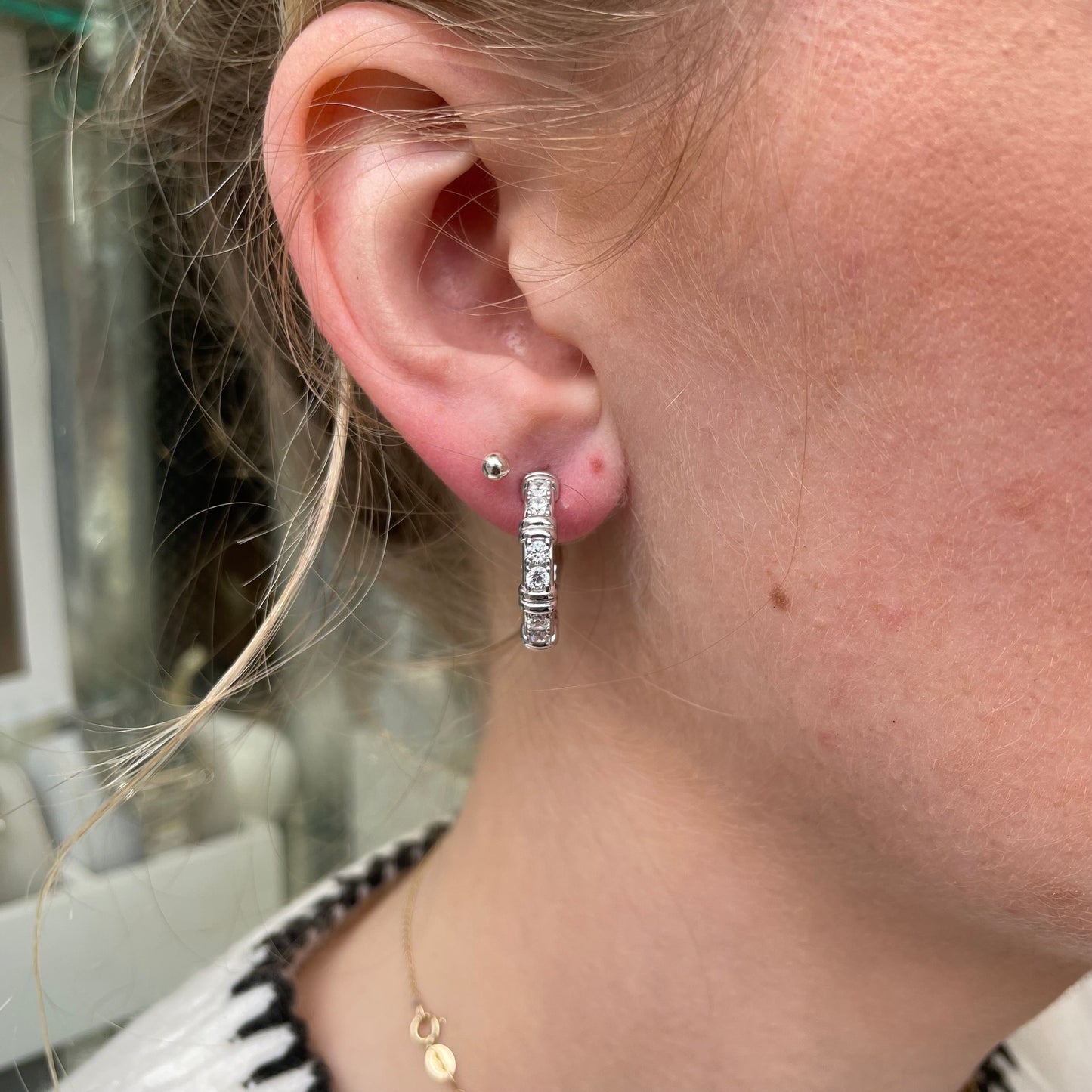 Silver CZ Hoop Earrings - John Ross Jewellers