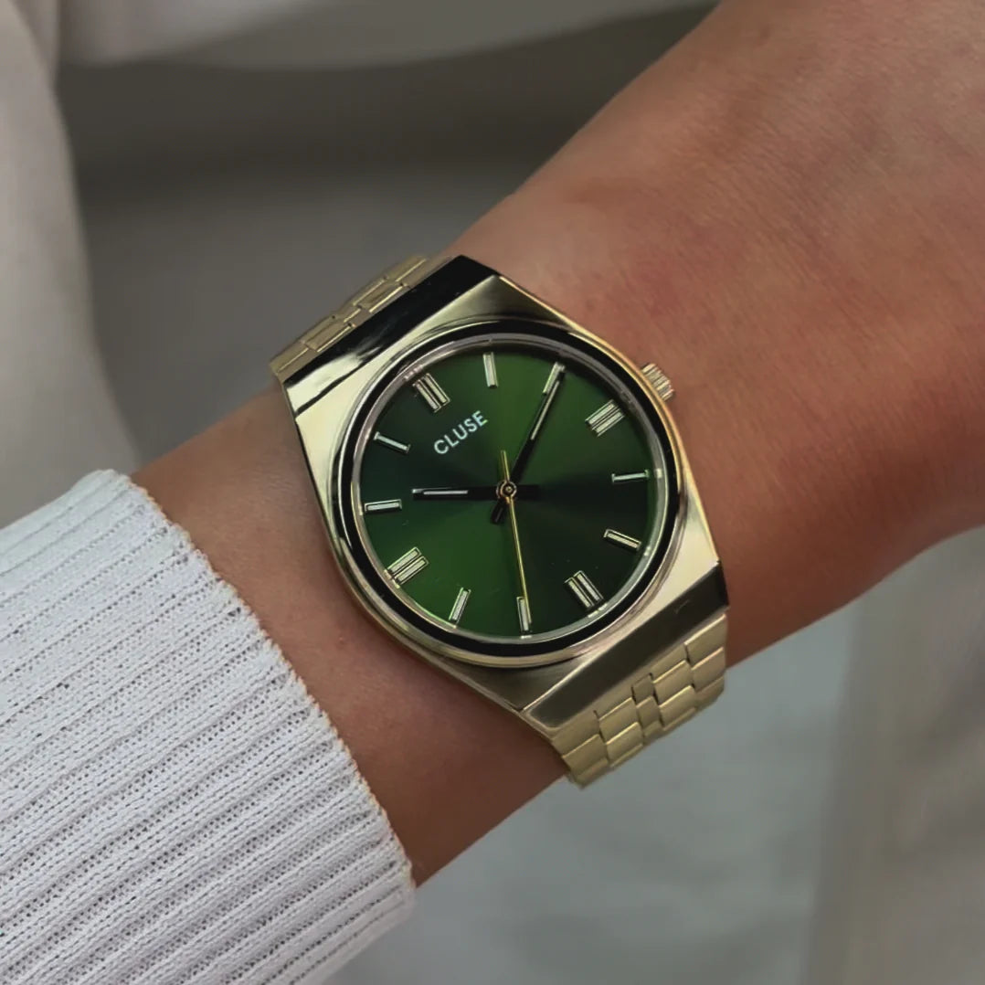 CLUSE Retro 70's Gold/Forest Green - John Ross Jewellers
