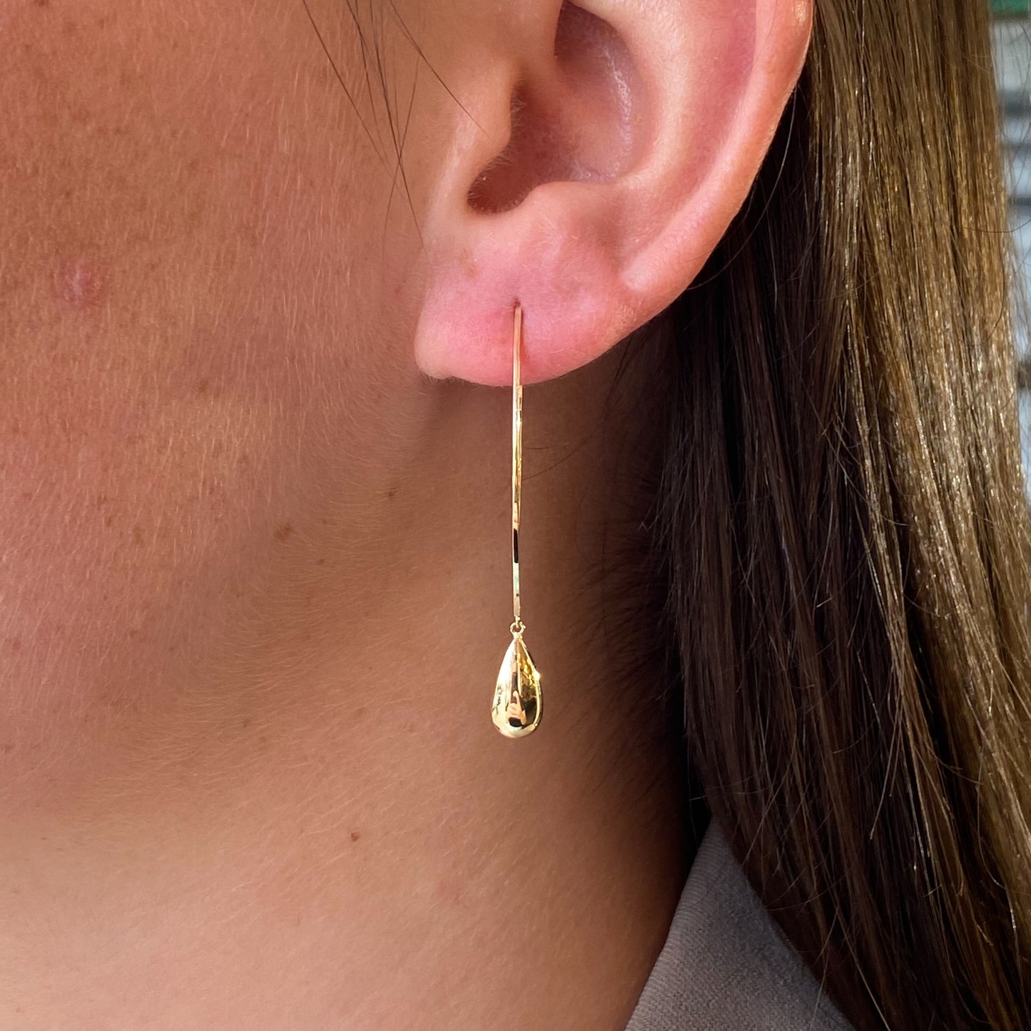 9ct Gold Teardrop Pull-through Drop Earrings - John Ross Jewellers