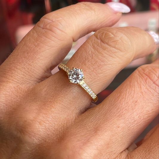 Sunshine CZ Solitaire Ring with with Shoulders - John Ross Jewellers