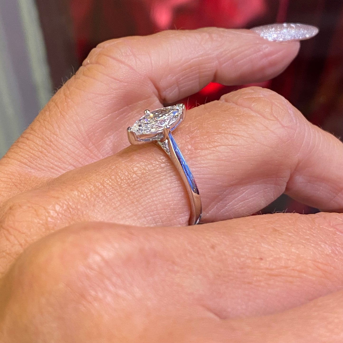 Platinum Solitaire Engagement Ring | Lab 1.00ct Marquise